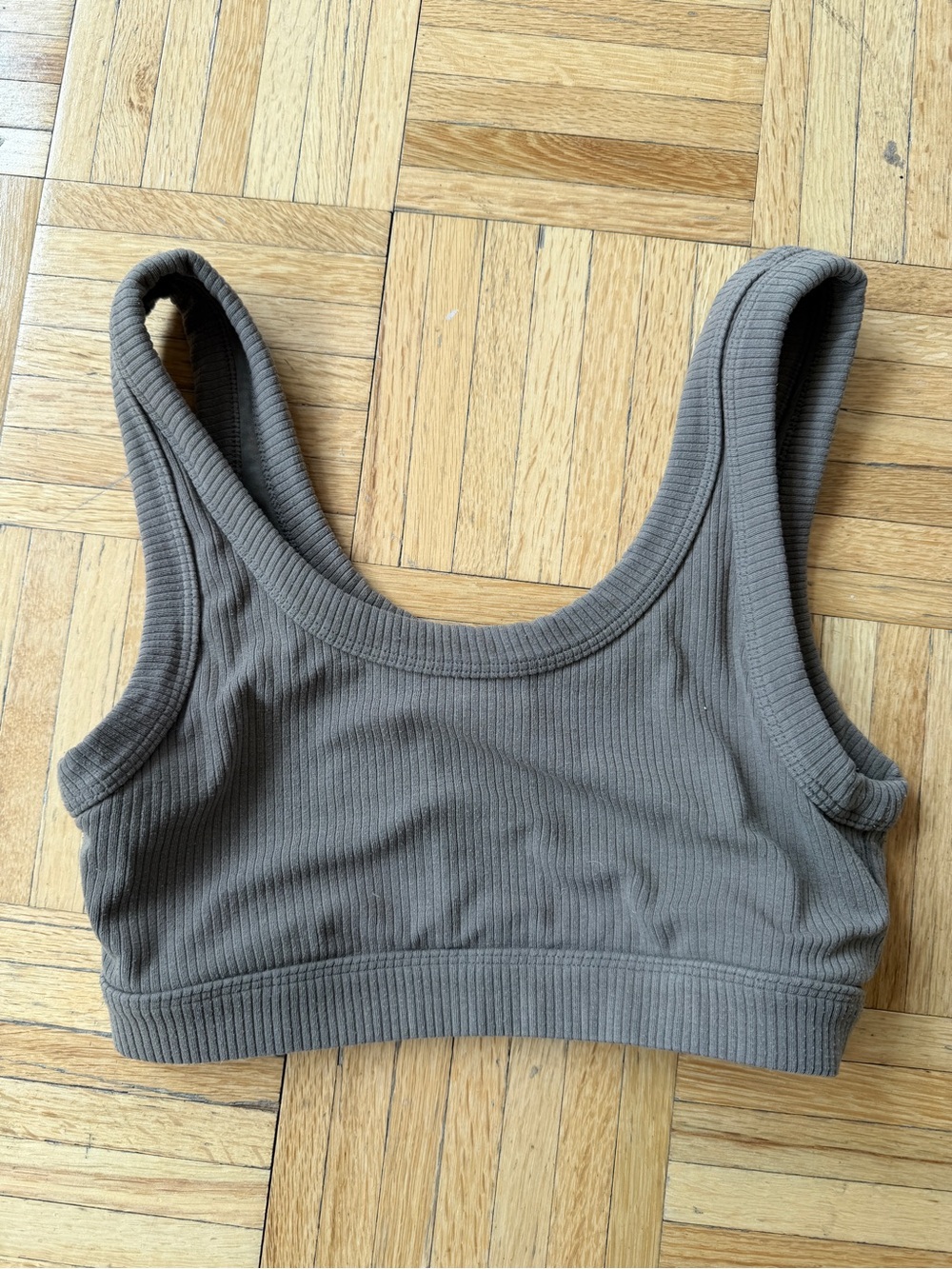 ALO Yoga Ribbed Scoop Bralette in Taupe